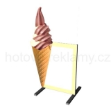 Reklamní poutač zmrzlina točená s tabulí jednostranný stojan