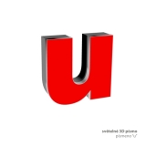 3D světelné písmeno "u"