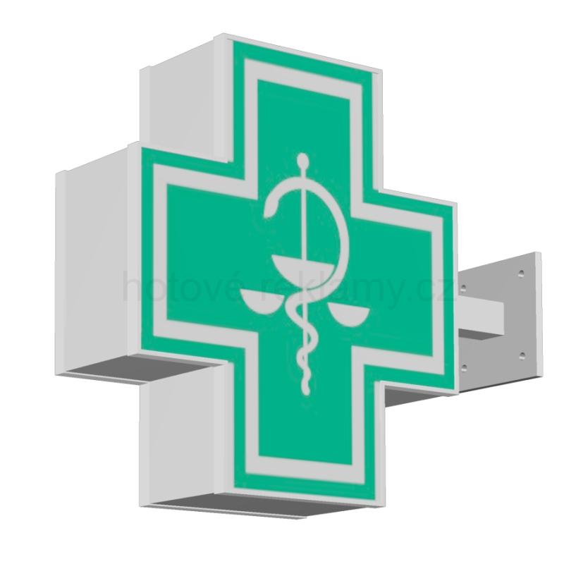 Lékárenský kříž světelný 50×50 cm oboustranný