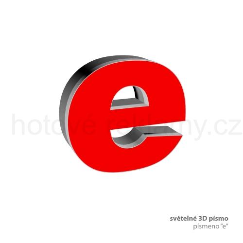 3D světelné písmeno "e"