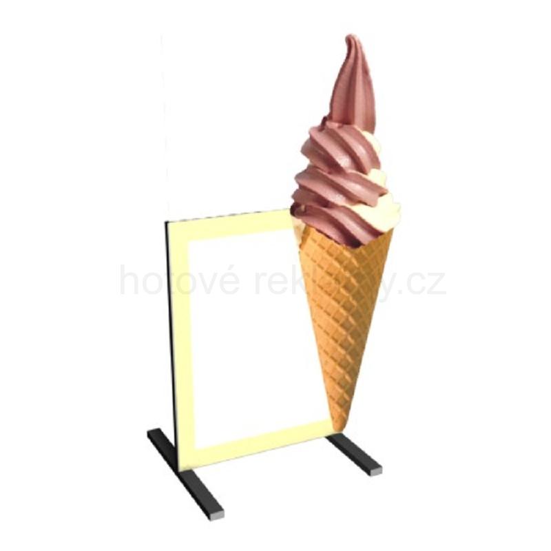 Reklamní poutač zmrzlina točená s tabulí oboustranný stojan