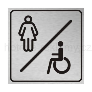 Samolepka PIKTOGRAM Ženy plus invalidé (WC) stříbrná