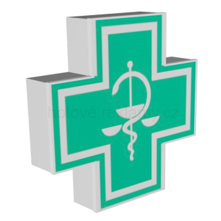Lékárenský kříž světelný 75×75 cm jednostranný